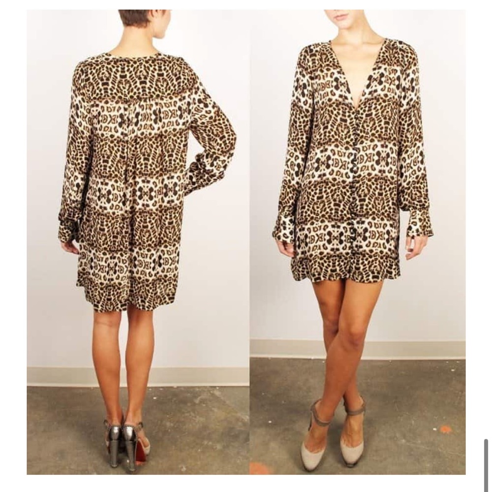 A.L.C. Daisy Silk Leopard Print Mini Dress Kim Kardashian - Picture 3 of 14